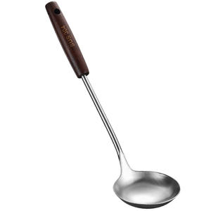 The Sun 304 Stainless Steel Soup Ladle Extra <b>Long</b> <b>Handle</b> Wooden <b>Handle</b> Kitchen Utensil - Product Image 1