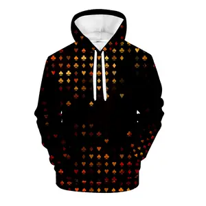 Moletom de algodão de fleece de fábrica, moletom para inverno de 450 gsm, com capuz, corda, strass, subolmação de poker