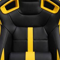 Siège baquet universel JDM Racing noir et jaune en cuir PVC, inclinable, avec support lombaire et glissières à double verrouillage