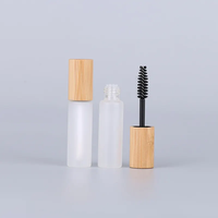 Tube de gloss à lèvres en verre givré vide personnalisé de 10 ml, tube de mascara en bambou avec brosse pour l'emballage cosmétique