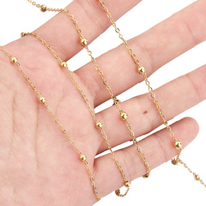 Gold Stainless Steel <b>Cross</b> Bead <b>Chain</b> 0.3 0.4mm Roll For Jewelry Making DIY Decorative <b>Chain</b> Components - Product Image 2