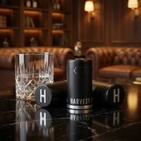Capsule de bouteille de spiritueux noire mate avec logo personnalisé, logo H argenté, scellage thermorétractable pour whisky et vodka, modèle HAR-JN-L012