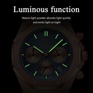 POEDAGAR 926 Nouvelle <span class=keywords><strong>montre</strong></span> chronographe de luxe pour homme, sport, étanche, lumineuse, en acier inoxydable, quartz, montres pour homme, Reloj Hombre - Product Image 4