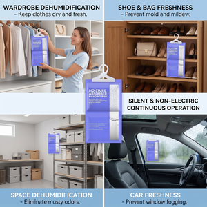 Sac <span class=keywords><strong>d</strong></span>éshumidificateur suspendu avec fenêtre transparente, <span class=keywords><strong>absorbeur</strong></span> <span class=keywords><strong>d</strong></span>'<span class=keywords><strong>humidité</strong></span> haute performance pour placard, armoire, maison, chambre - Product Image 4