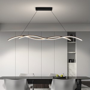 Modern Minimalist Art Wave <b>Dining</b> Room Chandelier Long Narrow Creative Unique Designer Pendant <b>Light</b> for Bar Counter Table - Product Image 4