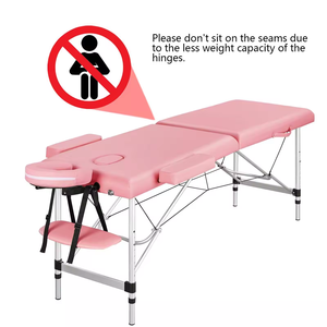 Table de massage portable et pliable en cuir PU, lit de thérapie manuel avec étagère de rangement pour salon, salle de sport, école - Product Image 4