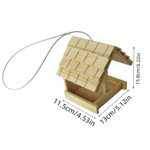 Comedero para Pájaros de Madera, Tamaño Mediano, Acabado Natural, Decoración para Jardín Exterior Colgante - Product Image 4