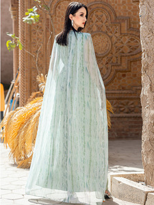 Роскошное зеленое платье для вечеринки, для VIP-мероприятий и гала-вечеров, с накидкой в арабском стиле - Product Image 6