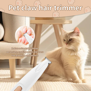 Tondeuse électrique blanche pour les pattes des animaux de compagnie, tondeuse à poils du nez rechargeable avec brosse de nettoyage pour le soin des chiens et des chats - Product Image 5