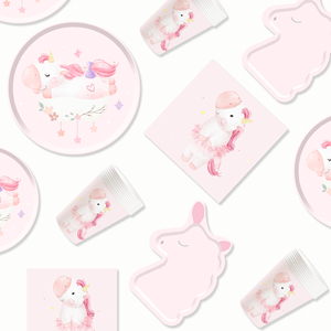 Articles de fête sur le thème de la licorne DAMAI pour filles, assiettes en papier roses, gobelets, guirlande, vaisselle jetable pour fête - Product Image 5