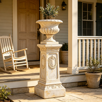 Support de pot de fleurs en résine fait main et peint à la main, style colonne romaine, piédestal européen vintage, urne, pot de fleurs, décoration d'intérieur