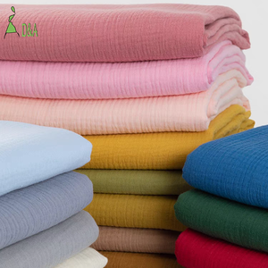 Vente en gros de tissu en pur coton biologique pour bébé Couvertures en mousseline de crêpe douce Crêpe froissée pour filles - Product Image 6