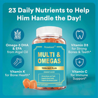 Complément alimentaire multivitaminé végétalien en gommes, marque privée OEM, 19 vitamines et minéraux, avec huile d'algues, oméga 3 DHA et EPA pour les os et les dents