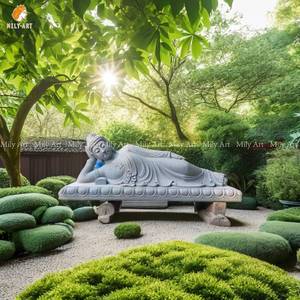 รูปปั้นพระพุทธรูปแกะสลักด้วยมือทำจากหินอ่อนธรรมชาติสำหรับตกแต่งสวนกลางแจ้ง - Product Image 2