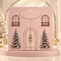 Boîte cadeau calendrier de l'avent rose de luxe personnalisée 24 jours avec tiroirs, double porte, emballage cosmétique et parfum de Noël, vente en gros OEM