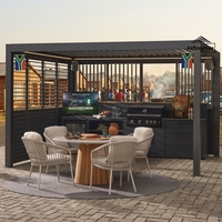 Pergola bioclimatique autoportante Airfun Compact 3x4 en aluminium avec toit rétractable motorisé à lames orientables pour extérieur