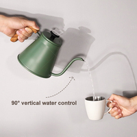 Bouilloire à café Tenrey 1000 ml en acier inoxydable 304 avec thermomètre intégré, poignée à motif bois, pour cuisinière