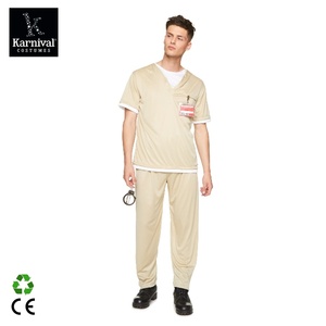 Costume de Cosplay de Prisonnier pour Homme Adulte, Thème Halloween, Vente en Gros ODM, Ensemble Haut, Pantalon et Badge en Polyester - Product Image 2