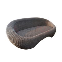 Meubles de table basse en forme de citrouille au design moderne, ensemble de canapés en osier pour le jardin avec cadre en métal