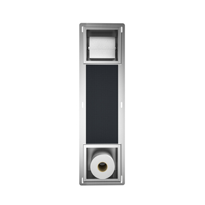 Porte-<span class=keywords><strong>papier</strong></span> hygiénique encastré au <span class=keywords><strong>design</strong></span> moderne en acier inoxydable 304 avec fonction de <span class=keywords><strong>rangement</strong></span> intégrée - Product Image 2