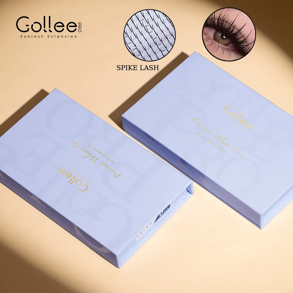 Gollee Lash 5-17 มม.แหลมเดี่ยวผ้าไหมPre Made Mink Premadeแฟนแหลมต่อขนตาสําหรับSalonแต่ละขนตา