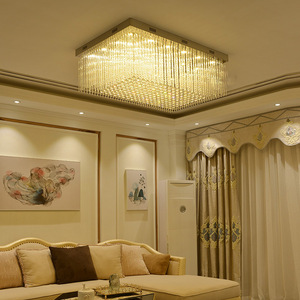 Lustre de plafond en cristal moderne minimaliste de luxe, rectangulaire, grand, pour chambre à coucher, salle à manger, luminaire pour salon - Product Image 1