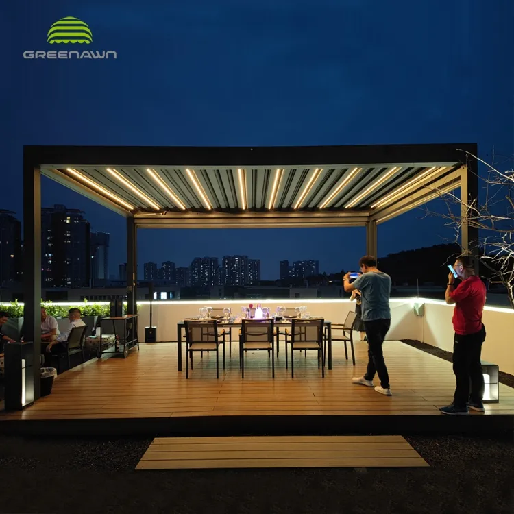 2021 New Aluminum Cover Arches Arbours Pergolas With Linear Strip Led Lights