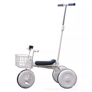 Triciclo Muji para niños de 2 a 4 años con ruedas reforzadas, mango de empuje de tubo de acero y cesta. - Product Image 1