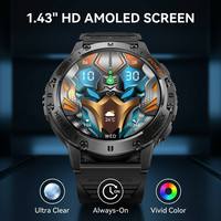 Montre connectée sportive robuste K65 Amoled pour l'extérieur, batterie 530 mAh, lampe torche LED, étanche 3 ATM, pour hommes, vente flash
