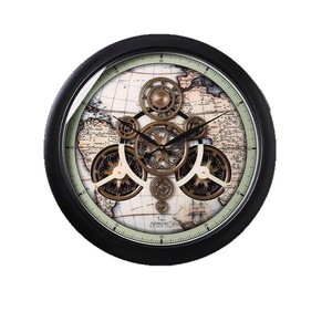 Luxury <b>Mechanical</b> Wall <b>Clock</b> Round Metal Gear Retro Design Living Room Decoration Battery Powered Single Face 7Cm Thickness - Product Image 3