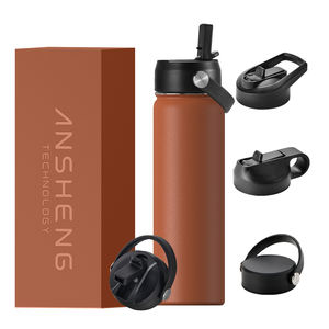 Bouteilles d'eau en acier inoxydable ANSHENG à double paroi isolées de grande capacité (24 oz) pour les voyages, les sports de plein air, avec couvercle à paille - Product Image 1