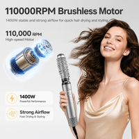 PRITECH Sèche-cheveux brosse à air haute vitesse 110 000 tr/min 1400W, séchage rapide, boucleur automatique 30mm, volumateur, outil de salon