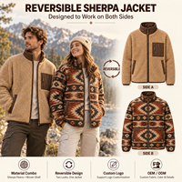 Veste polaire Sherpa entièrement zippée pour homme, réversible, style sud-ouest, manteau d'hiver tissé, fournisseur en gros personnalisé pour l'extérieur