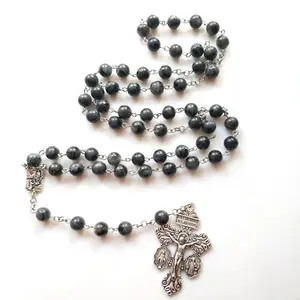 Religious Supplies Rosary 8mm stone beads Christian Necklace Custom Natural Stone Beaded Rosaries for Church Items
