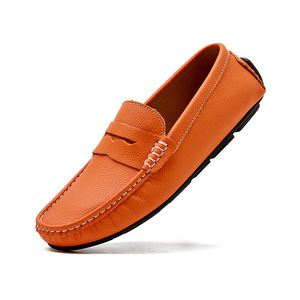 Mocassins de conduite pour hommes en <span class=keywords><strong>cuir</strong></span> souple <span class=keywords><strong>bleu</strong></span> <span class=keywords><strong>marine</strong></span> antidérapants, confortables à enfiler, style Penny Loafers et chaussures bateau - Product Image 4