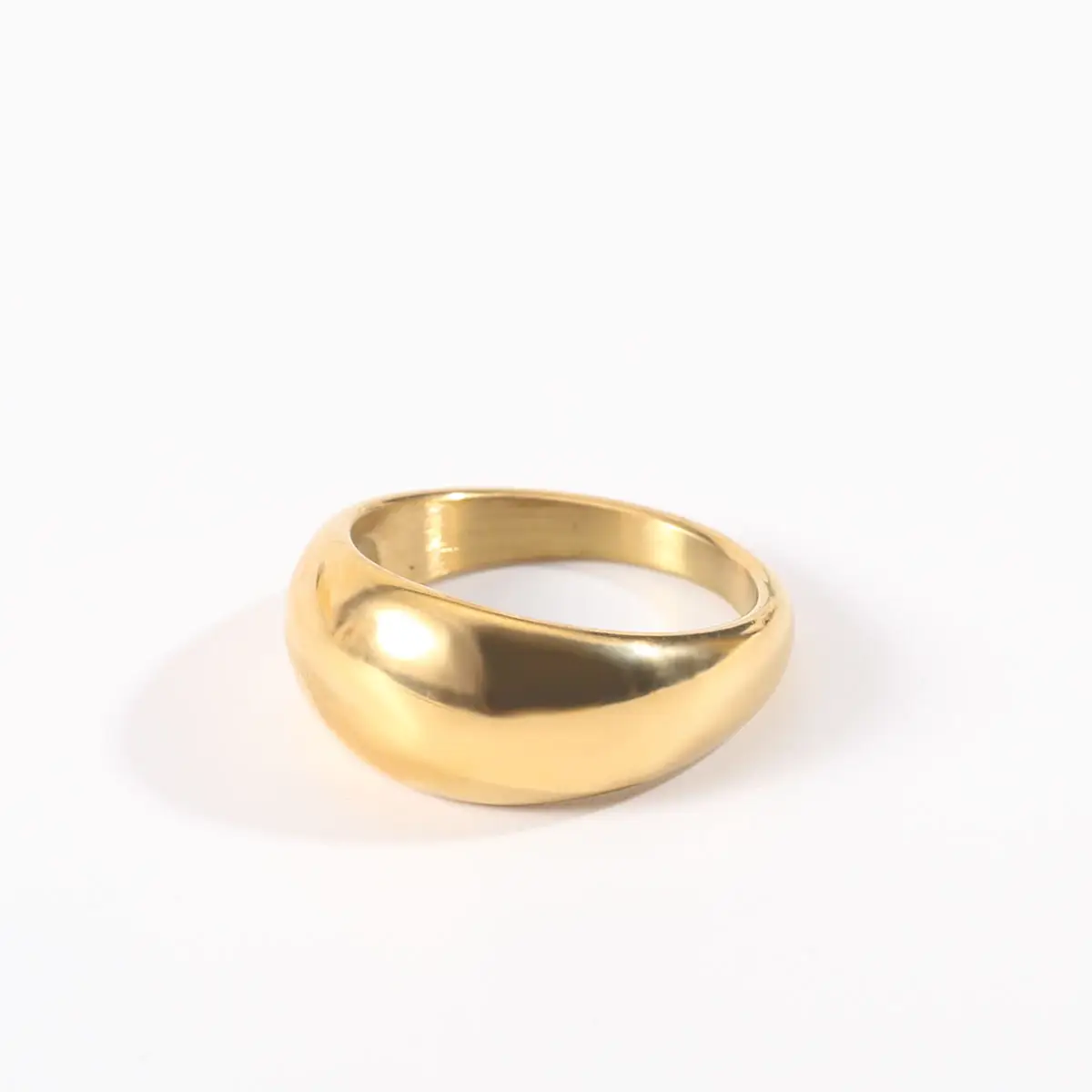 Fabricantes de joyería único grande liso grueso anillo firma Simple 18K oro Acero inoxidable cúpula anillo para Mujeres Hombres
