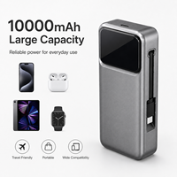 Batterie externe portable Alibaba en promotion 10000 mAh avec câble rétractable intégré de 65 cm et écran LED numérique