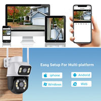 Caméra IP WiFi PTZ 4K sans fil 8MP à double objectif CMOS avec détection humaine IA pour surveillance extérieure et domestique, avec carte mémoire et stockage cloud