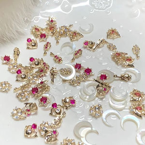 TSZS 10 pz/borsa popolare marinaio a forma <span class=keywords><strong>di</strong></span> luna 3D lega rosa rosa colore rosa Shinny smalto zircone marinaio luna Nail Art decorazione - Product Image 2