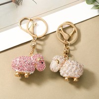 Porte-clés Mouton en Strass Scintillants, Alliage Plaqué Or, Breloque de Sac Animal, Pendentif Anneau de Clés à Mousqueton pour Femme, Cadeau, Vente en Gros