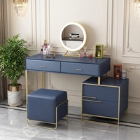 Ensemble de meubles de chambre à coucher de luxe moderne, table de maquillage avec miroir LED, armoire de toilette avec tabouret