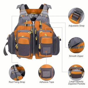 Chaleco de Pesca Ajustable con Diseño Multibolsillos y Malla Transpirable - Compartimentos con Cierre Seguro, Chaleco de Pesca con Mosca para Hombres y Mujeres - Product Image 3