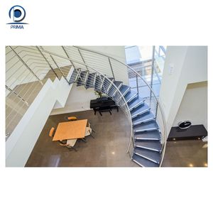 <span class=keywords><strong>Escalier</strong></span> de villa incurvé en acier galvanisé de conception moderne, durable et personnalisé haut de gamme PRIMA, avec <span class=keywords><strong>marches</strong></span> fermées en verre trempé pour intérieur - Product Image 2