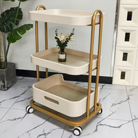 Chariot de rangement roulant de qualité professionnelle avec plateau en bois, support mobile pour hôtel, coiffure, soins du visage, spa capillaire, salon de beauté