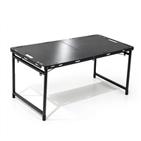 Table pliante portable pour le camping, hauteur réglable, capacité de charge de 60 kg, avec crochets pour barbecue en plein air, pique-nique, camping