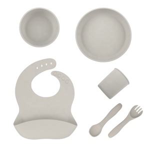 Juego de vajilla ecológica para alimentación de bebé, cuencos de <span class=keywords><strong>silicona</strong></span> esenciales, platos, cucharas, vasos, novedad - Product Image 4