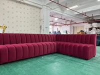 Canapé d'angle modulable en velours rouge, design simple, pour restaurant, café, pizzeria, style luxe léger