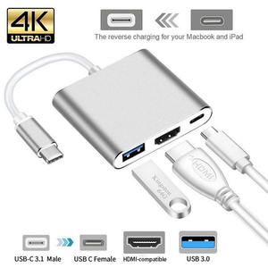 <span class=keywords><strong>Adaptateur</strong></span> USB Type C vers <span class=keywords><strong>HDMI</strong></span> 1080P/4K avec câble convertisseur et port de charge USB 3.1 en alliage d'aluminium – En stock (Modèle 2026) - Product Image 2