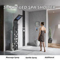 Panneau de douche de luxe moderne à LED intelligent avec affichage de la température, en céramique, avec jets dorsaux SPA pour massage, idéal pour hôtels et maisons - Ventes Flash