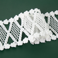 Dentelle brodée de 8 cm de largeur, 1 pièce, broderie de haute qualité, blanc, Guipure, Soluble dans l'eau, lait, coton Polyester, garniture